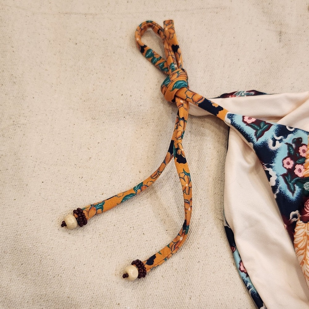 New L Agua Bendita ALEGRIA Bikini Bottom Women's L Floral Side Tie Swim Large - Picture 3 of 13